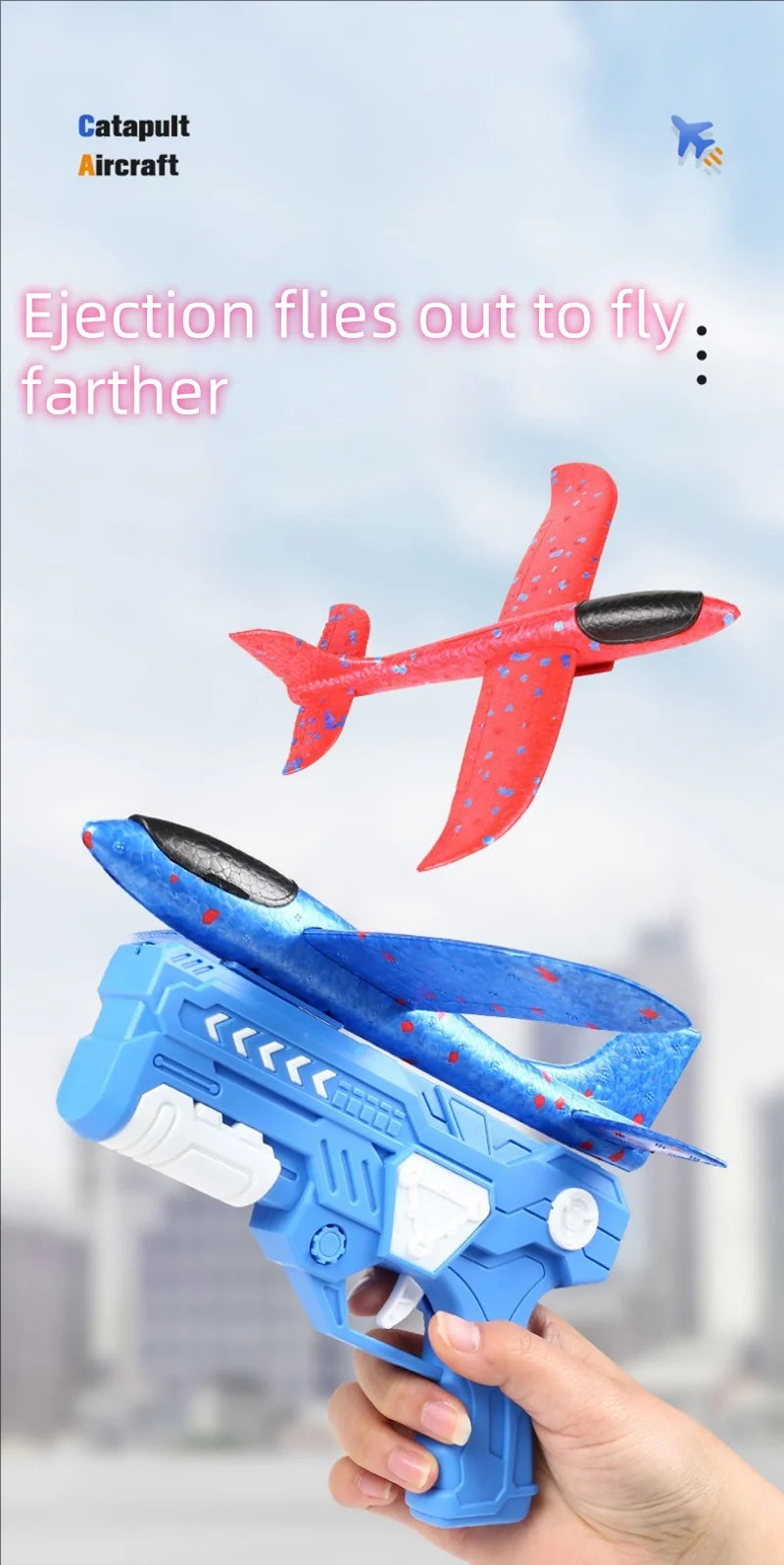 Foam plane gun launcher popular outdoor toy boy sports catapult game Emotional interactive girl birthday Christmas gift