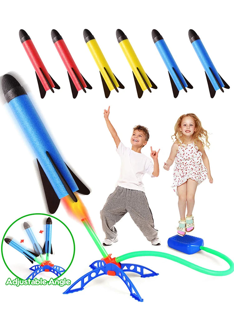 Kids Toy Rocket Launcher Foot Pump Soaring Rocket Toys Child Foam Rocket & Jump Air Launch Pad Outdoor Sport Games For Children