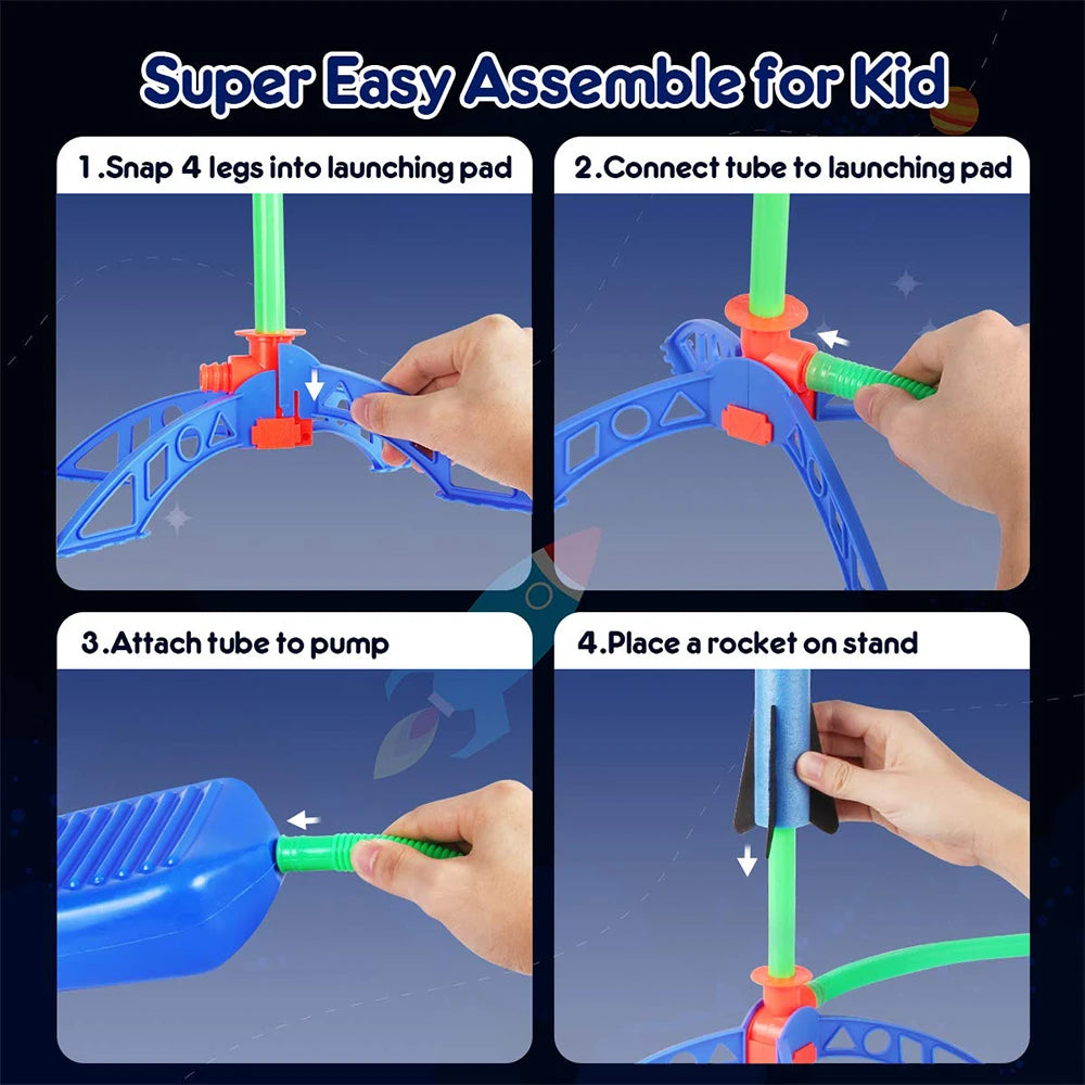 Kids Toy Rocket Launcher Foot Pump Soaring Rocket Toys Child Foam Rocket & Jump Air Launch Pad Outdoor Sport Games For Children